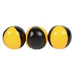 3 balles de jonglerie, jaunes et noires